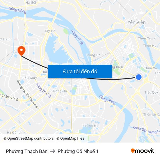 Phường Thạch Bàn to Phường Cổ Nhuế 1 map