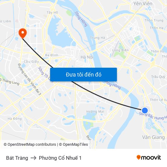 Bát Tràng to Phường Cổ Nhuế 1 map