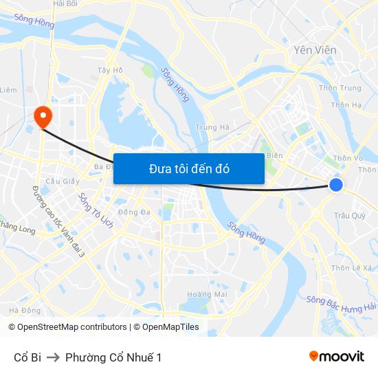 Cổ Bi to Phường Cổ Nhuế 1 map