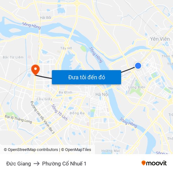 Đức Giang to Phường Cổ Nhuế 1 map