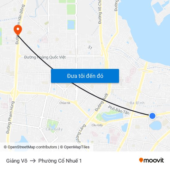 Giảng Võ to Phường Cổ Nhuế 1 map