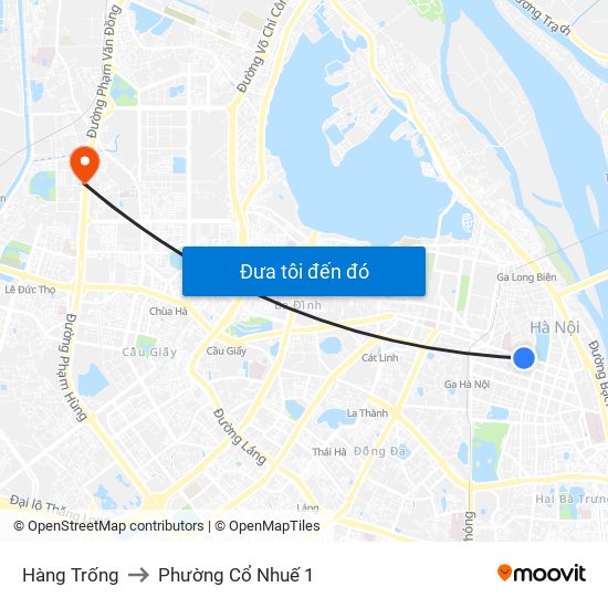 Hàng Trống to Phường Cổ Nhuế 1 map