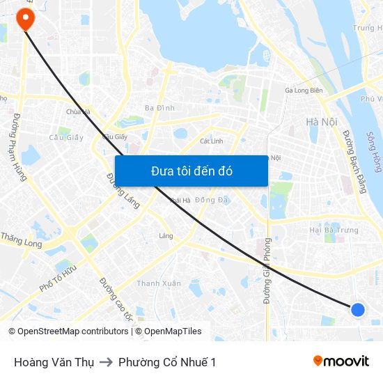 Hoàng Văn Thụ to Phường Cổ Nhuế 1 map