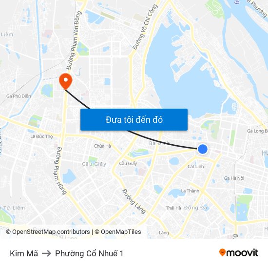 Kim Mã to Phường Cổ Nhuế 1 map