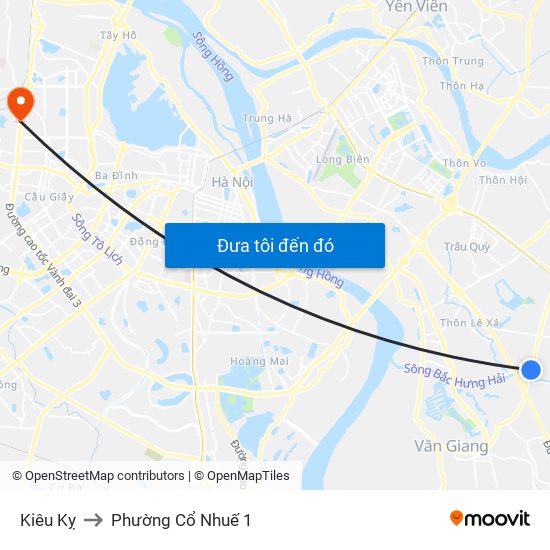 Kiêu Kỵ to Phường Cổ Nhuế 1 map