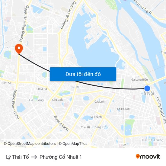 Lý Thái Tổ to Phường Cổ Nhuế 1 map