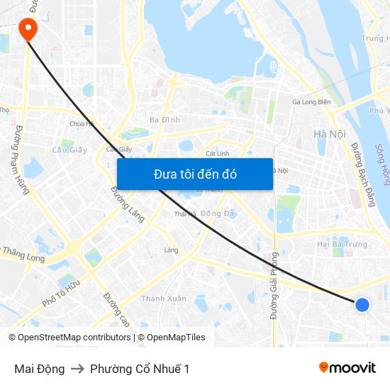 Mai Động to Phường Cổ Nhuế 1 map