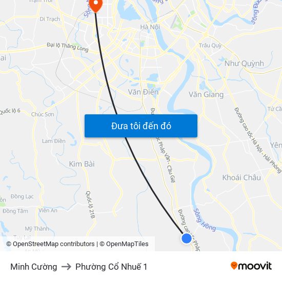 Minh Cường to Phường Cổ Nhuế 1 map