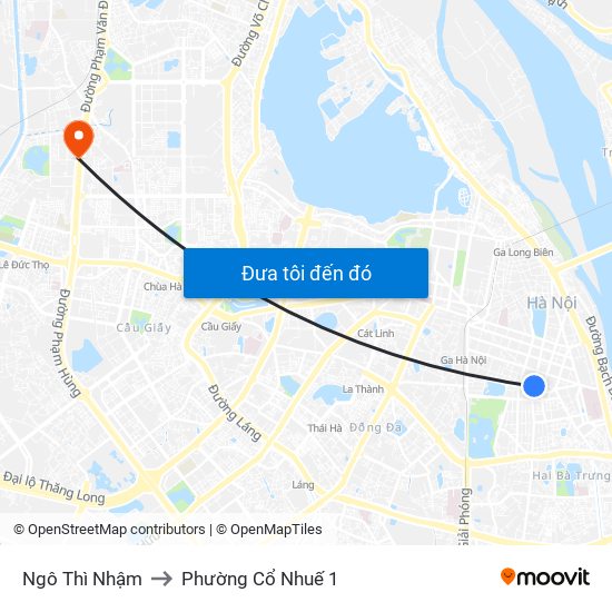 Ngô Thì Nhậm to Phường Cổ Nhuế 1 map