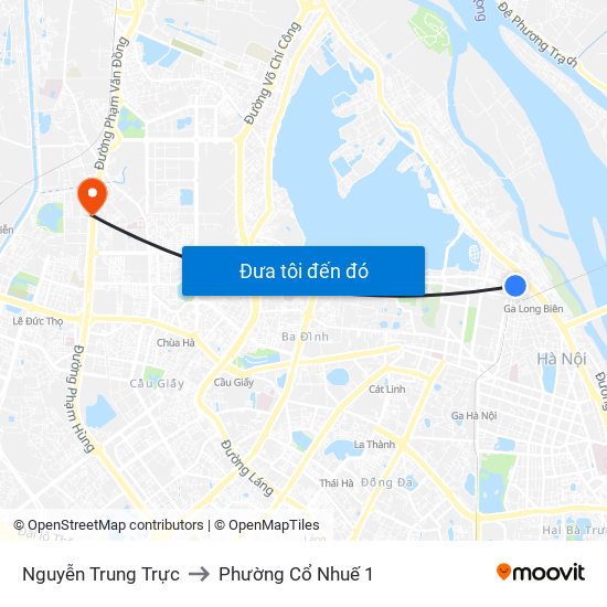 Nguyễn Trung Trực to Phường Cổ Nhuế 1 map