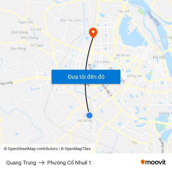 Quang Trung to Phường Cổ Nhuế 1 map