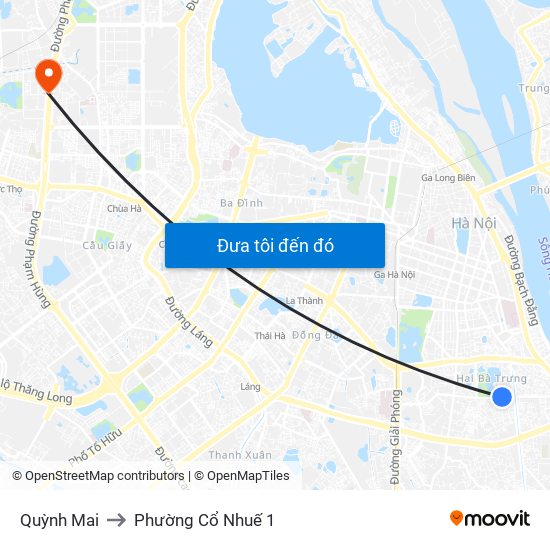 Quỳnh Mai to Phường Cổ Nhuế 1 map