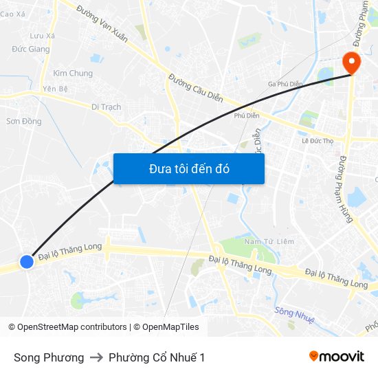 Song Phương to Phường Cổ Nhuế 1 map