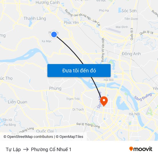 Tự Lập to Phường Cổ Nhuế 1 map