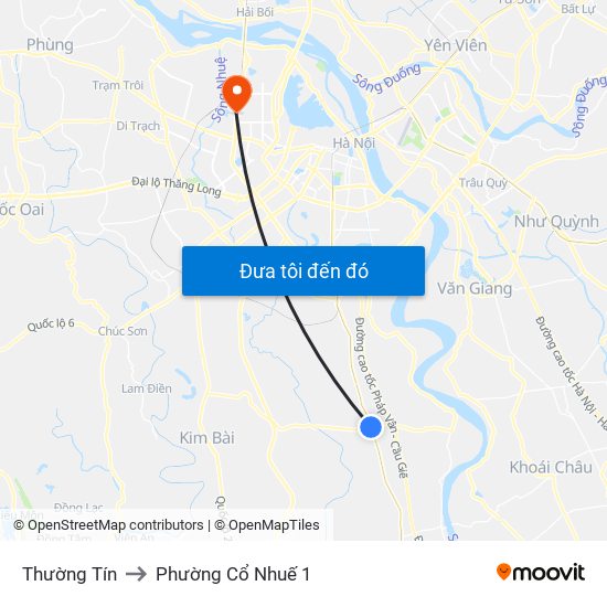 Thường Tín to Phường Cổ Nhuế 1 map
