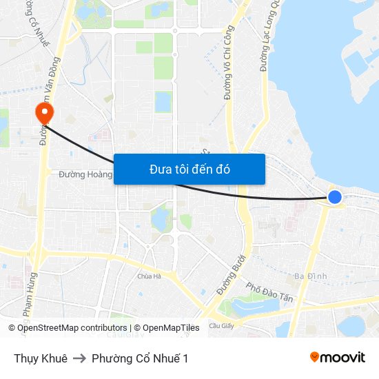 Thụy Khuê to Phường Cổ Nhuế 1 map