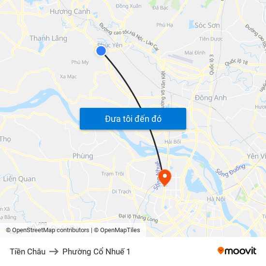 Tiền Châu to Phường Cổ Nhuế 1 map