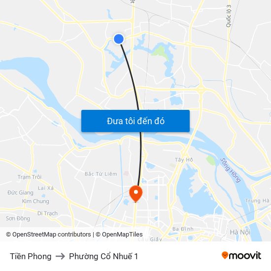 Tiền Phong to Phường Cổ Nhuế 1 map