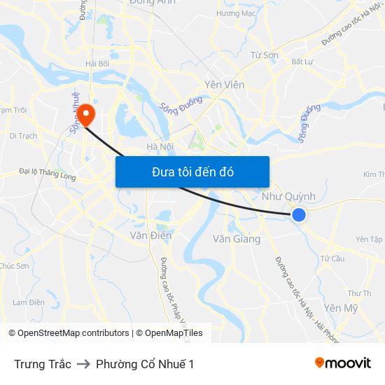 Trưng Trắc to Phường Cổ Nhuế 1 map