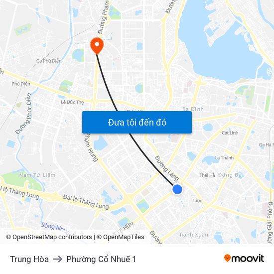 Trung Hòa to Phường Cổ Nhuế 1 map