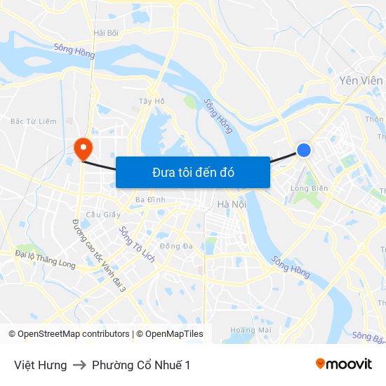 Việt Hưng to Phường Cổ Nhuế 1 map