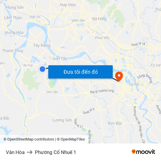 Vân Hòa to Phường Cổ Nhuế 1 map