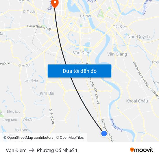 Vạn Điểm to Phường Cổ Nhuế 1 map