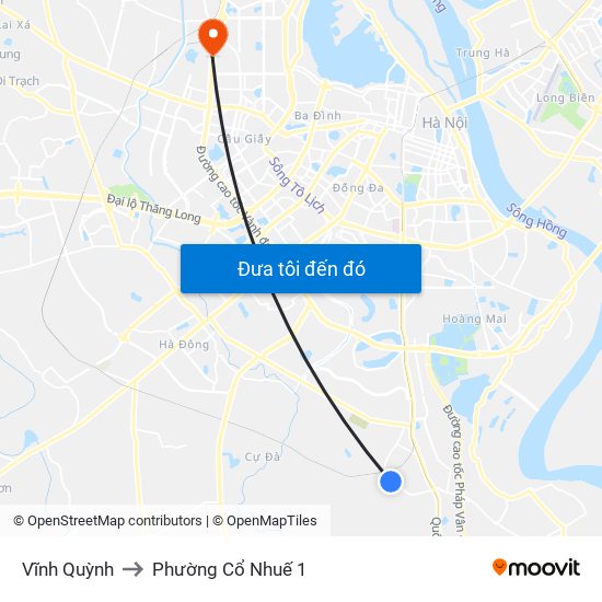 Vĩnh Quỳnh to Phường Cổ Nhuế 1 map