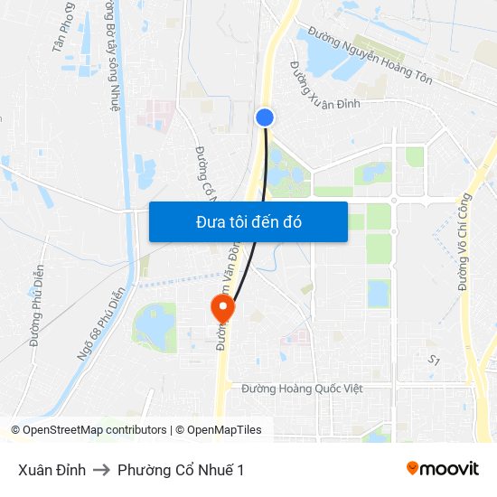 Xuân Đỉnh to Phường Cổ Nhuế 1 map