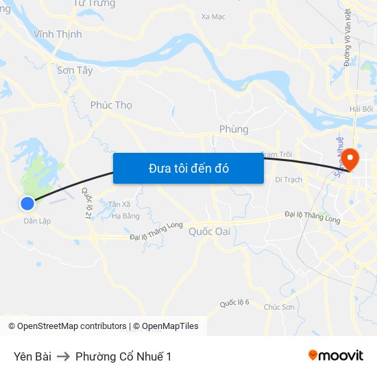 Yên Bài to Phường Cổ Nhuế 1 map