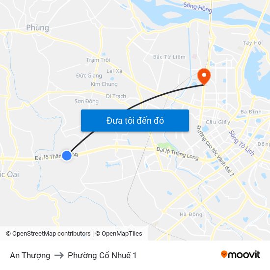 An Thượng to Phường Cổ Nhuế 1 map