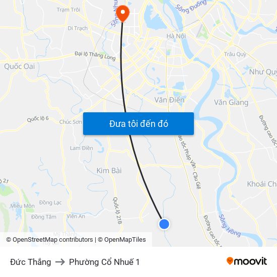 Đức Thắng to Phường Cổ Nhuế 1 map