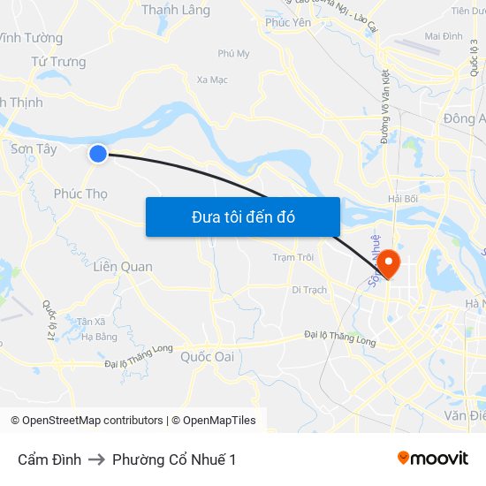 Cẩm Đình to Phường Cổ Nhuế 1 map