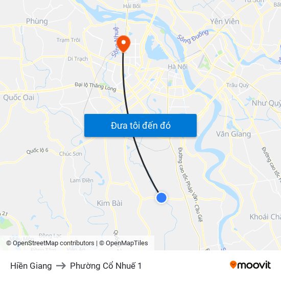 Hiền Giang to Phường Cổ Nhuế 1 map