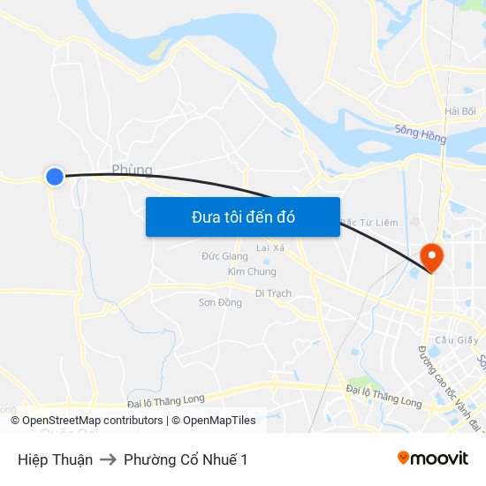 Hiệp Thuận to Phường Cổ Nhuế 1 map