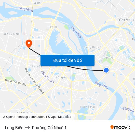 Long Biên to Phường Cổ Nhuế 1 map