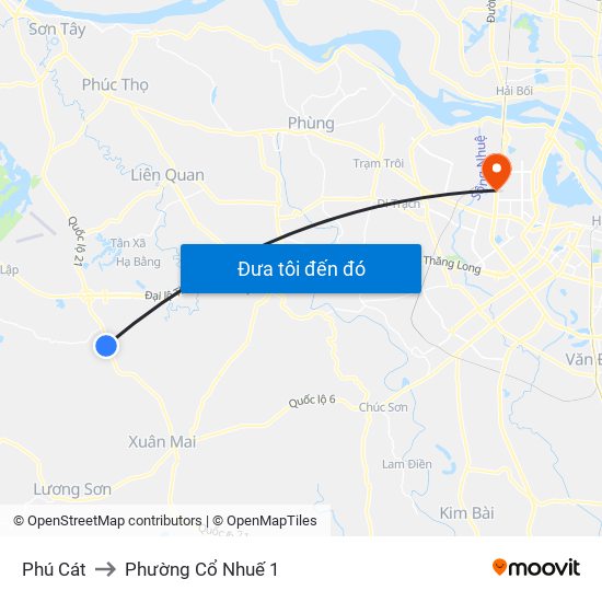Phú Cát to Phường Cổ Nhuế 1 map