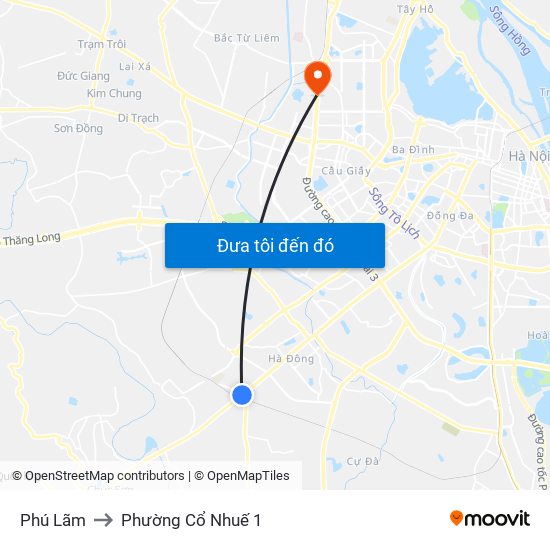 Phú Lãm to Phường Cổ Nhuế 1 map