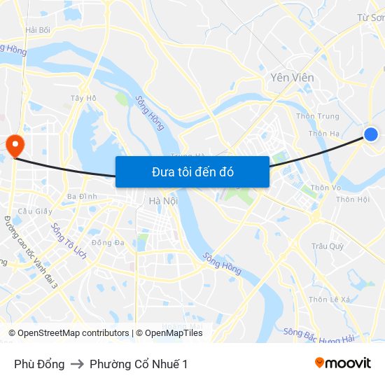 Phù Đổng to Phường Cổ Nhuế 1 map