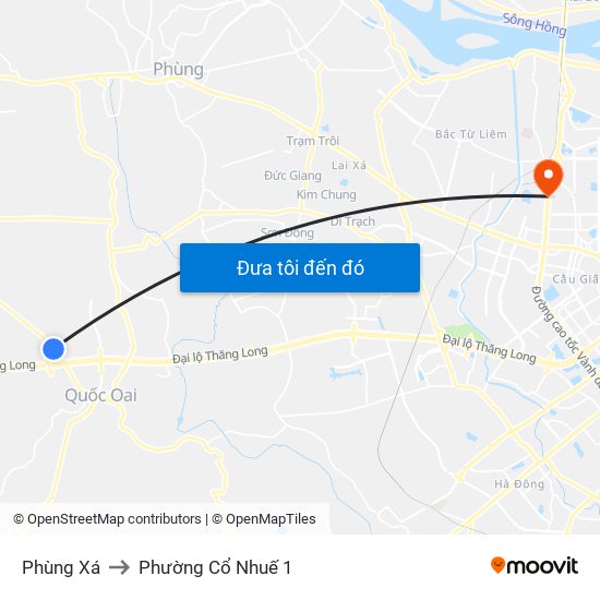 Phùng Xá to Phường Cổ Nhuế 1 map