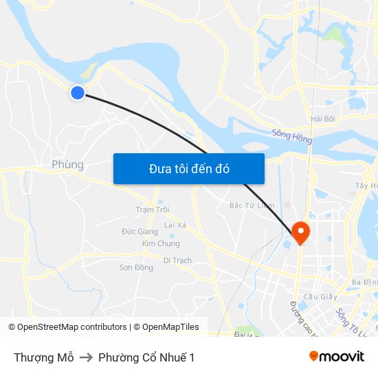 Thượng Mỗ to Phường Cổ Nhuế 1 map