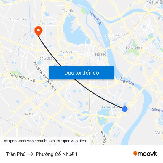 Trần Phú to Phường Cổ Nhuế 1 map