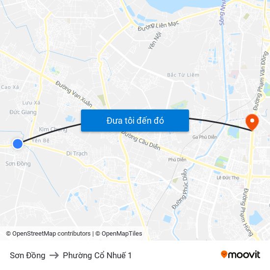 Sơn Đồng to Phường Cổ Nhuế 1 map