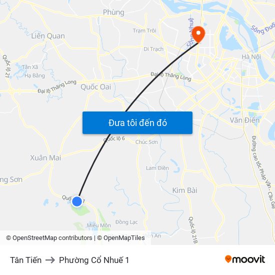 Tân Tiến to Phường Cổ Nhuế 1 map