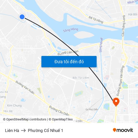 Liên Hà to Phường Cổ Nhuế 1 map