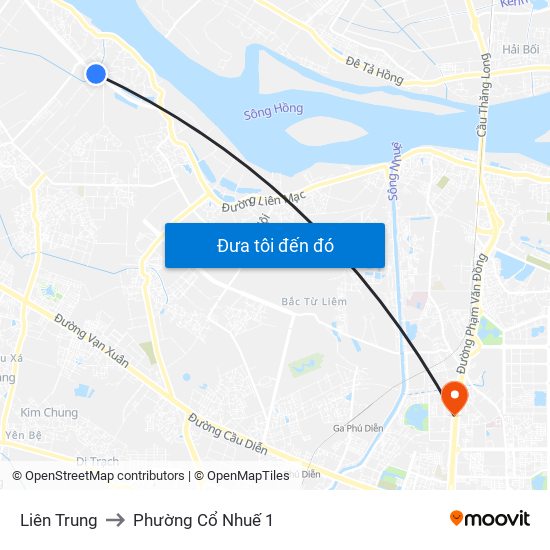 Liên Trung to Phường Cổ Nhuế 1 map