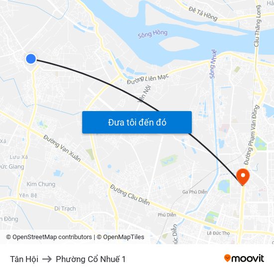 Tân Hội to Phường Cổ Nhuế 1 map