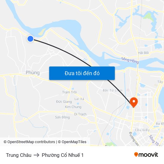 Trung Châu to Phường Cổ Nhuế 1 map