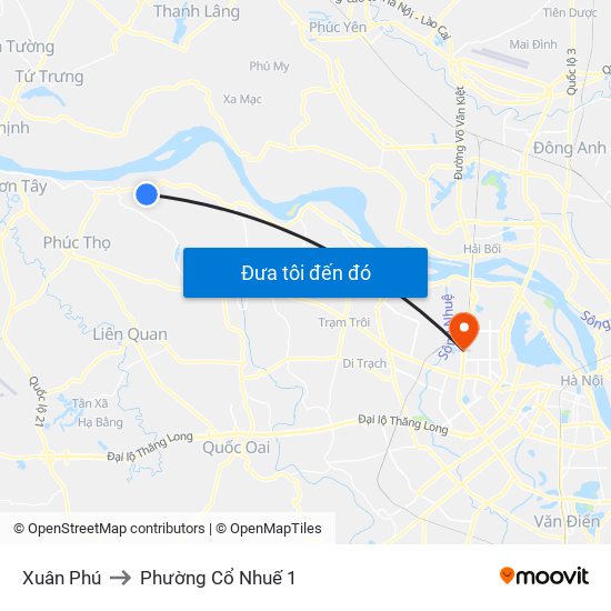 Xuân Phú to Phường Cổ Nhuế 1 map