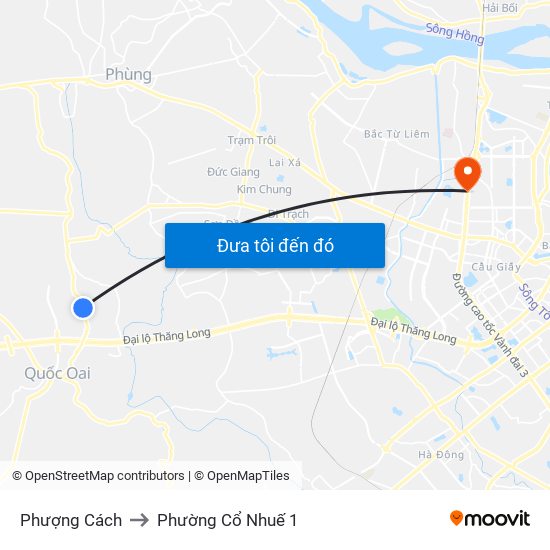 Phượng Cách to Phường Cổ Nhuế 1 map